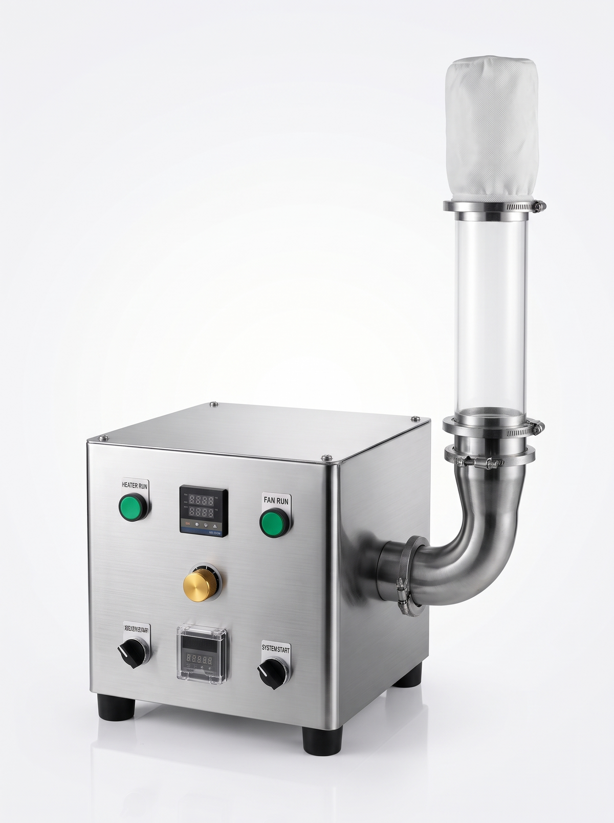 FG-12 benchtop laboratory fluidized bed dryer with glass drying chamber and filter bag