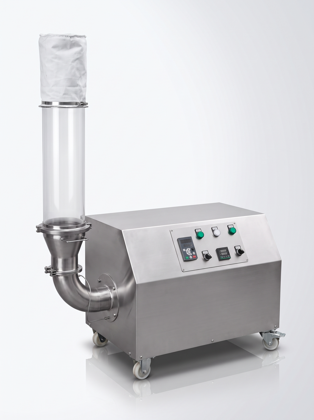 FG-50 floor-standing laboratory fluidized bed dryer with glass drying chamber and filter bag